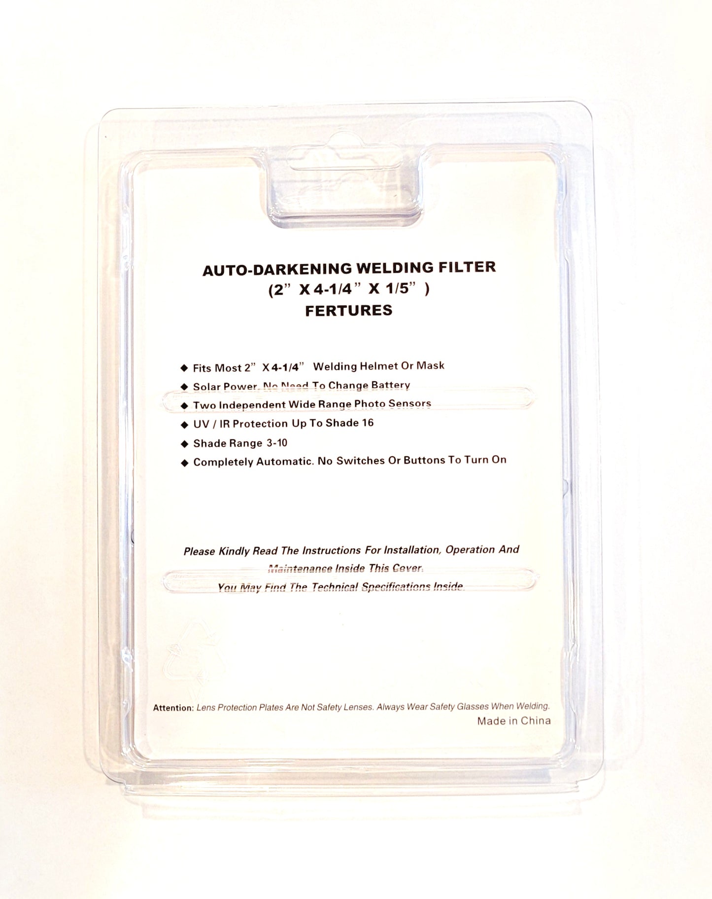 Auto Darkening Welding Lens 2×4